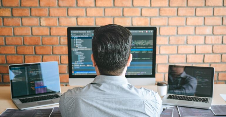 Professional Developer programmer working a software website des