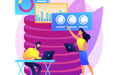 Big data analytics abstract concept vector illustration.